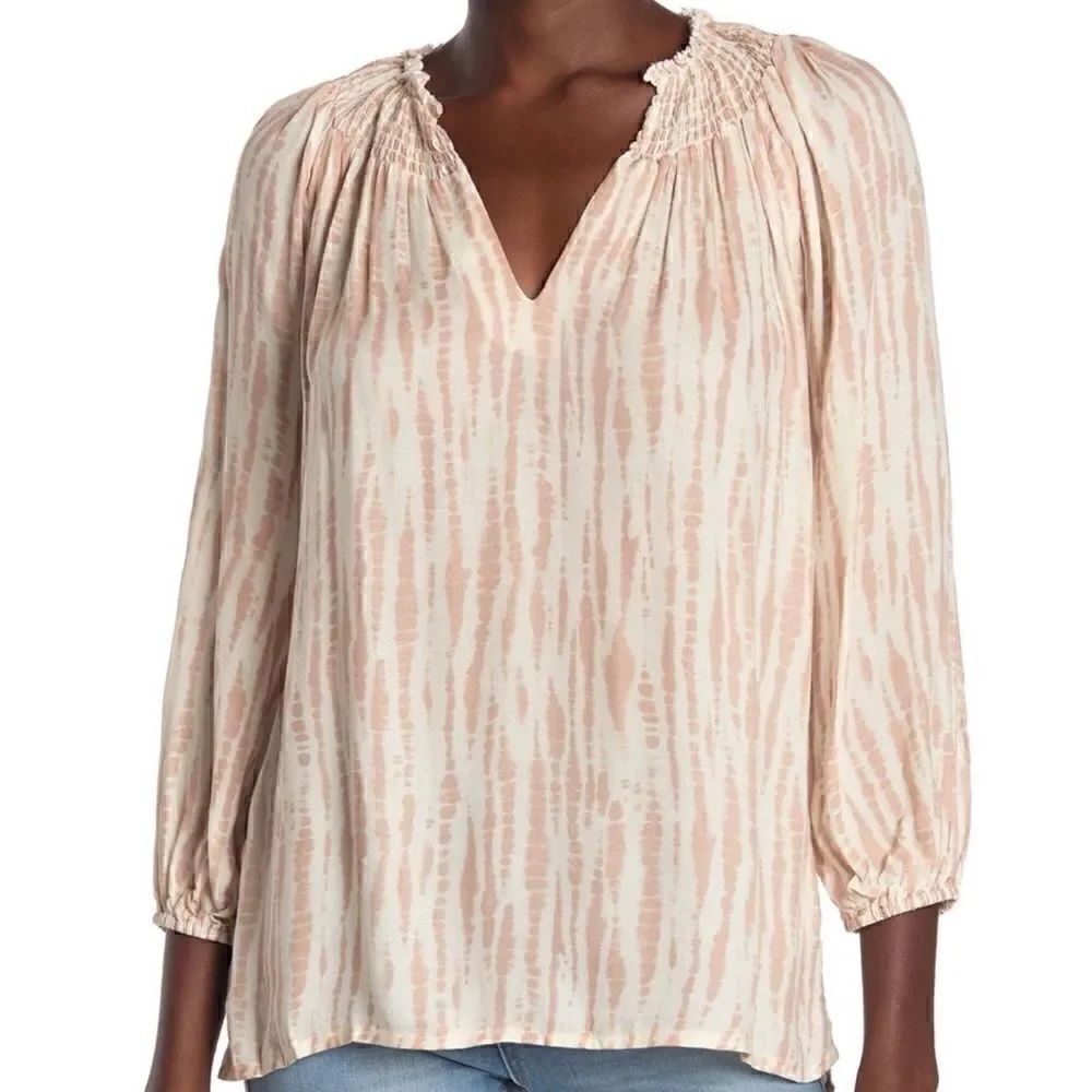 Bobeau | Long Sleeve Smocked Collar Top